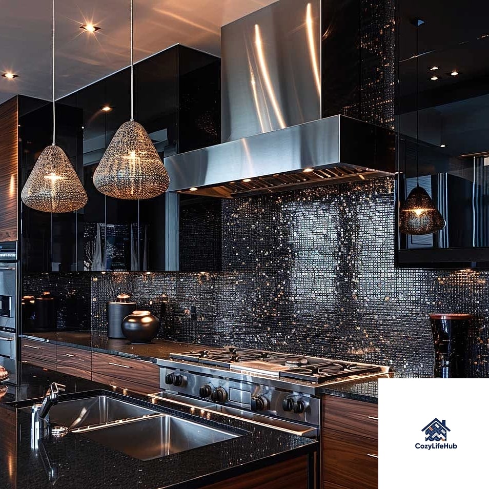 19 Black Backsplash Ideas That Will Transform Your Space 7 Floor-to-Ceiling Black Tile Wall