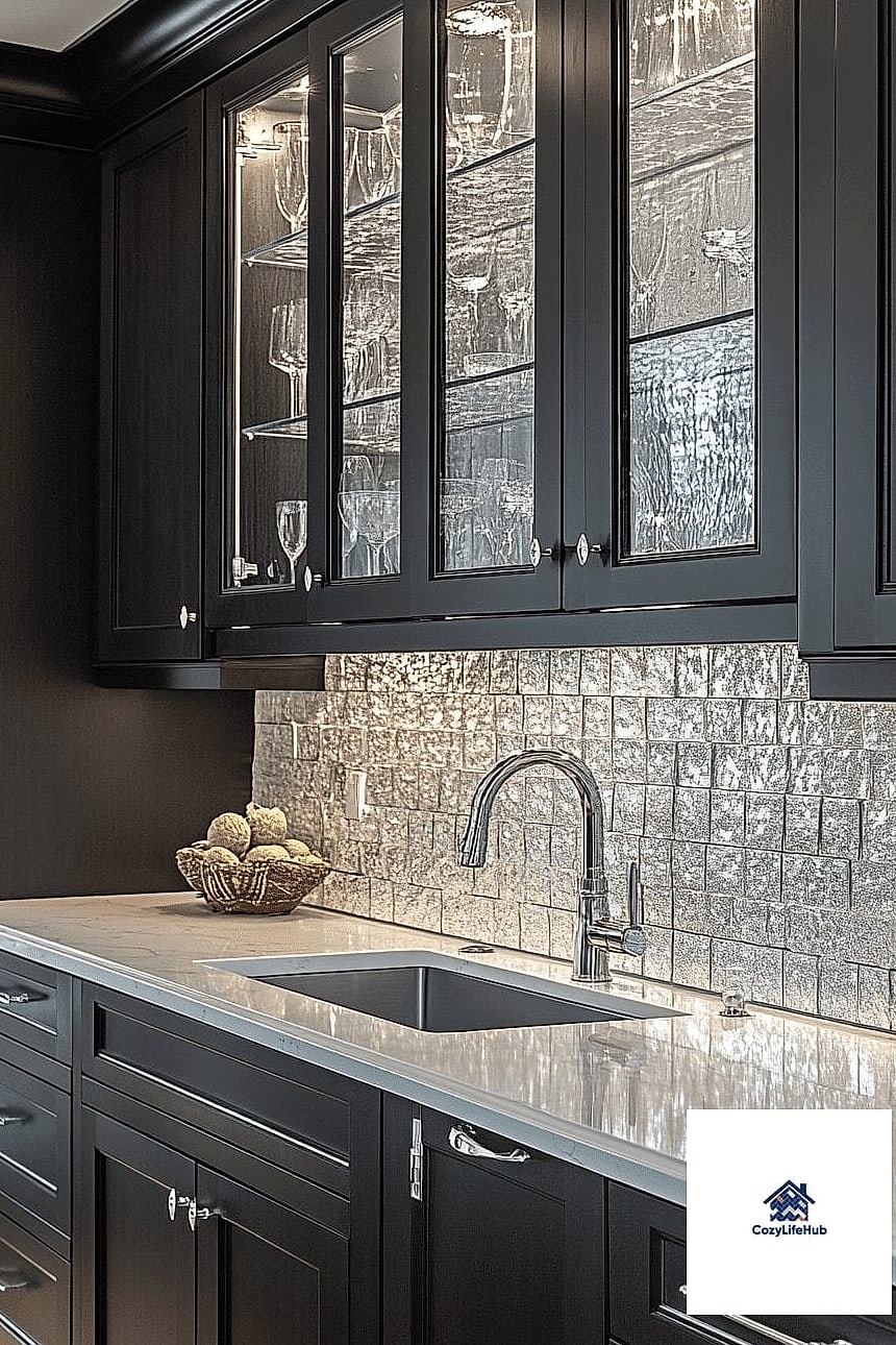 14 Backsplash Ideas for Dark Cabinets Ideas That Will Transform Your Space 13 Fluted Glass Tile
