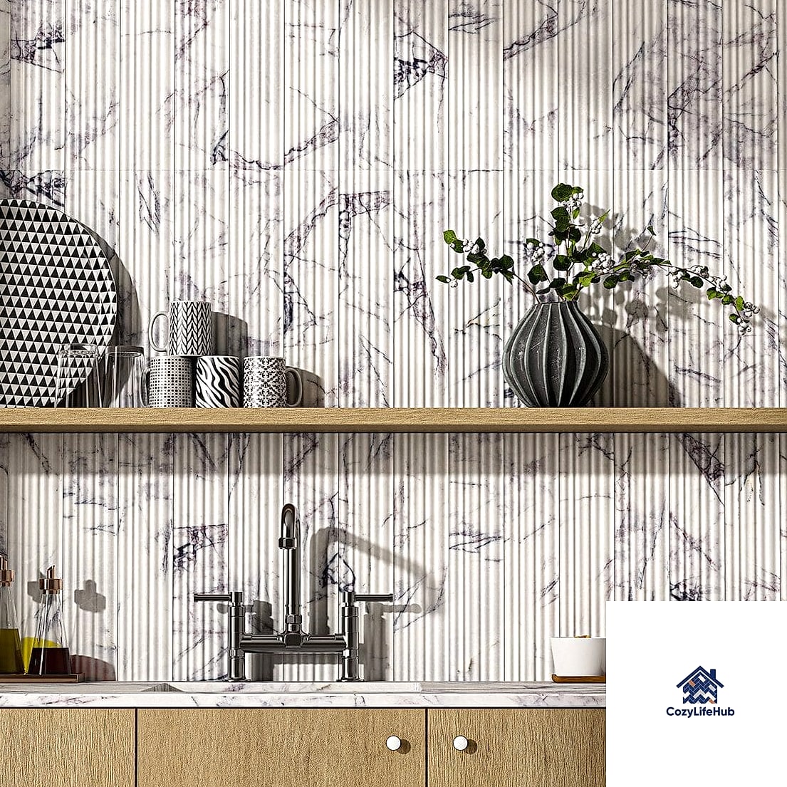 Fluted or Ribbed Tile Texture