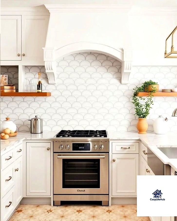 23 Backsplash Ideas for White Cabinets Ideas That Will Transform Your Space 11 Fluted or Scalloped Tile