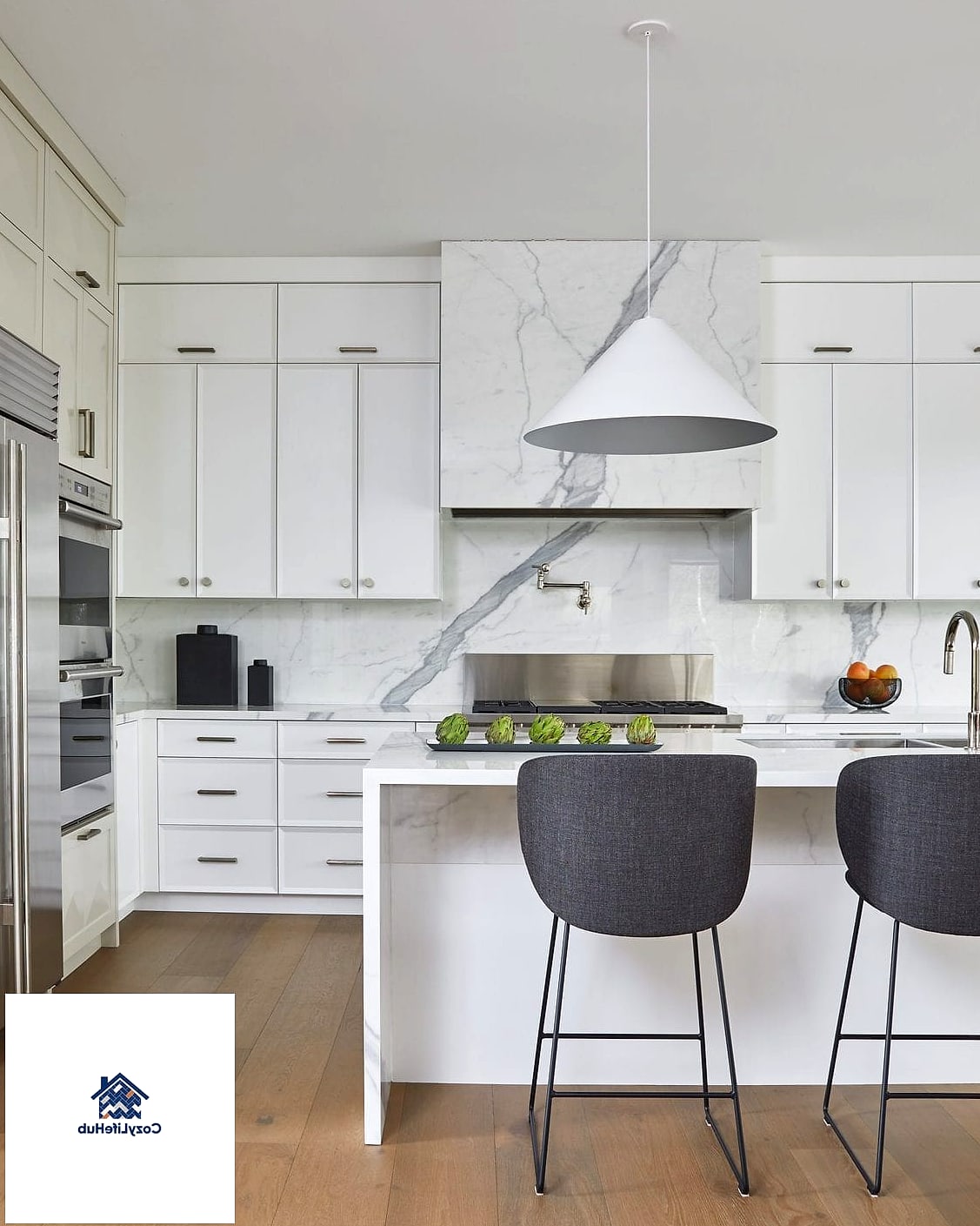 Full-Height Slab Backsplash