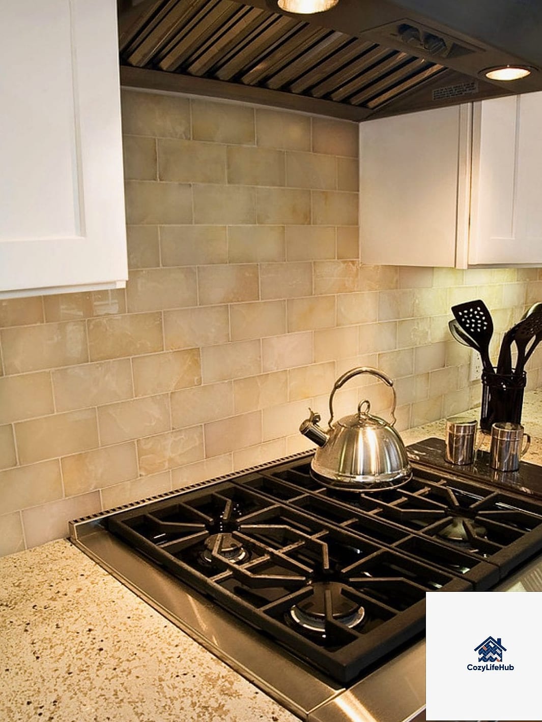 30 White Onyx Subway Backsplash Ideas From Homes We Absolutely Love 10 Full-Height Backsplash Behind Open Shelving