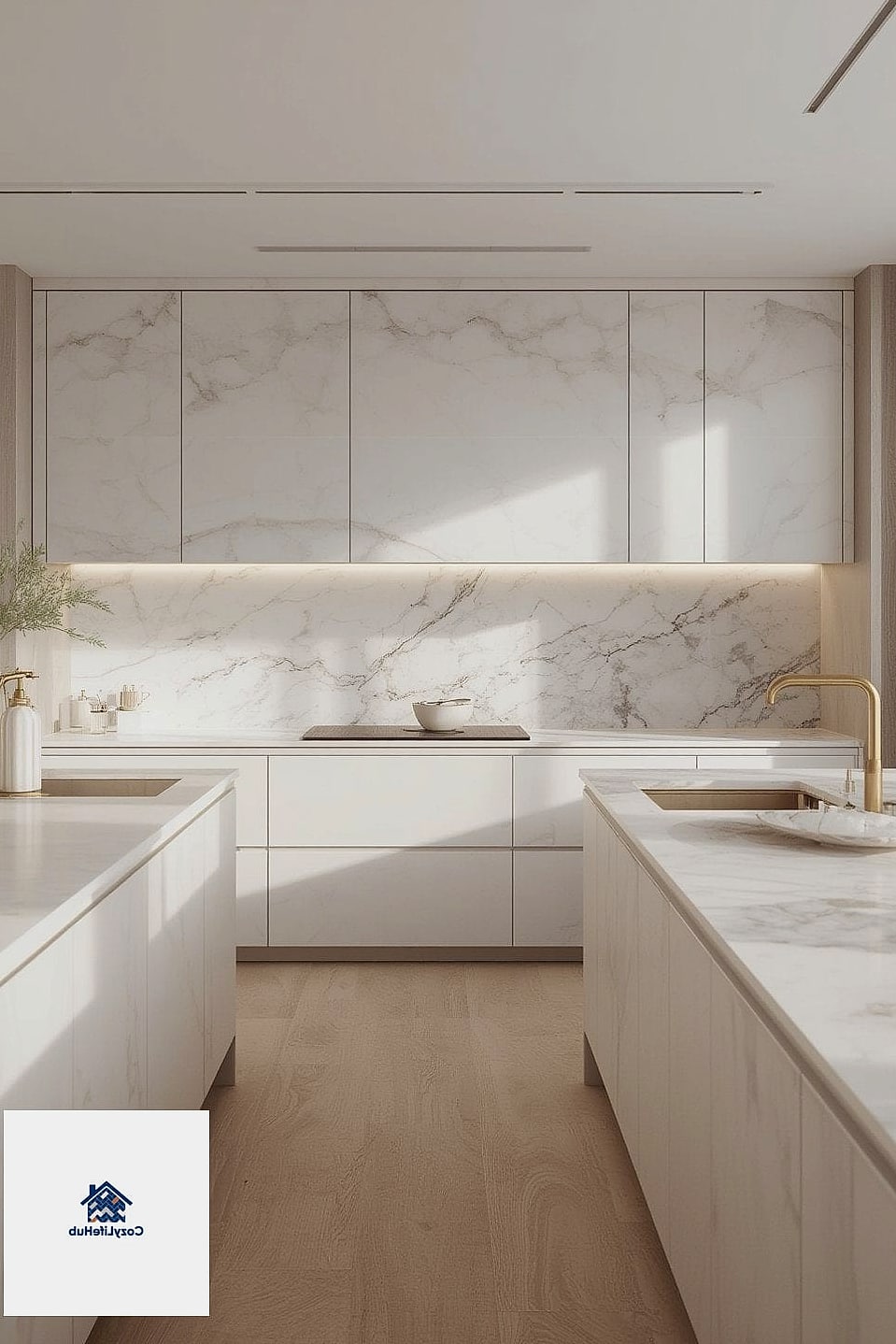 Full Marble Slab Backsplash