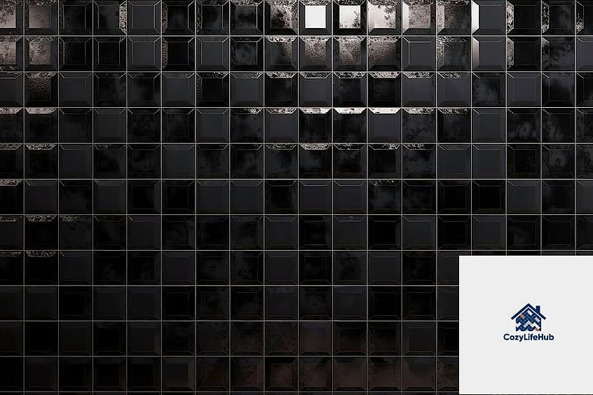 30 Black Mosaic Tile Ideas That Will Change How You See Your Home 20 Glossy Black Mosaic Tile for Small Bathrooms