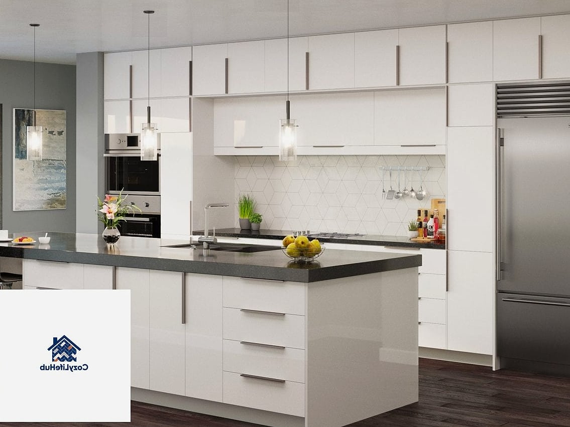 Glossy White Cabinets for Extra Light