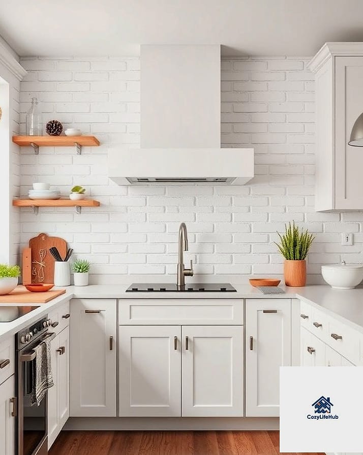 18 White Brick Backsplash Ideas You Haven't Seen Before 3 Glossy White Brick for a Modern Twist