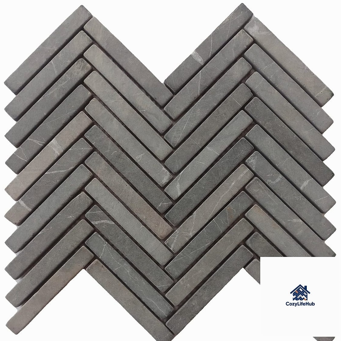 10 Gray Mosaic Tile Ideas That Work in Any Size Home 9 Gray Mosaic in a Chevron Layout