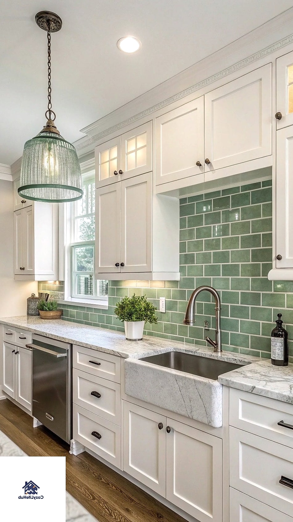 Green Ceramic Tile Backsplash