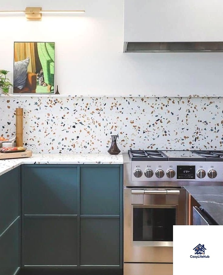 19 Terrazzo Backsplash Ideas That Look Expensive But Aren't 11 Green Terrazzo for a Nature-Inspired Kitchen