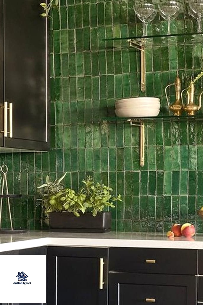 23 Backsplash Ideas for White Cabinets Ideas That Will Transform Your Space 12 Green Tile for a Pop of Color