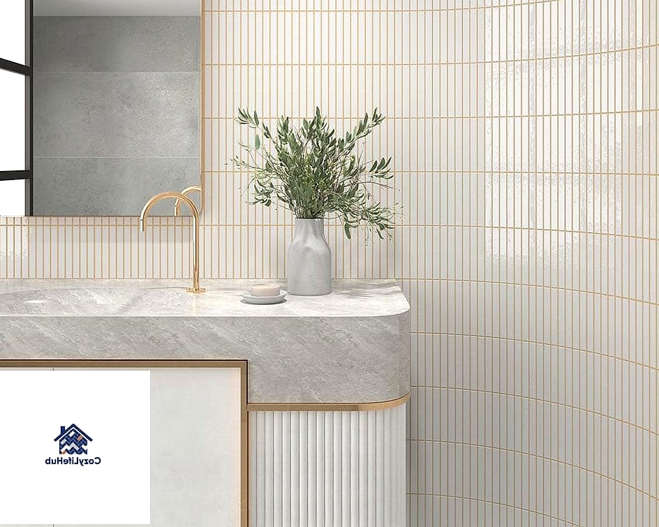 19 Kit Kat Tile Ideas for Every Home Style and Budget 4 Half-Wall Accent in a Powder Room