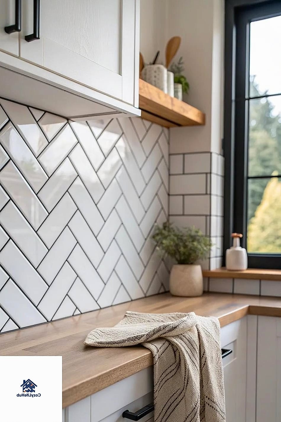 Herringbone with Contrasting Grout