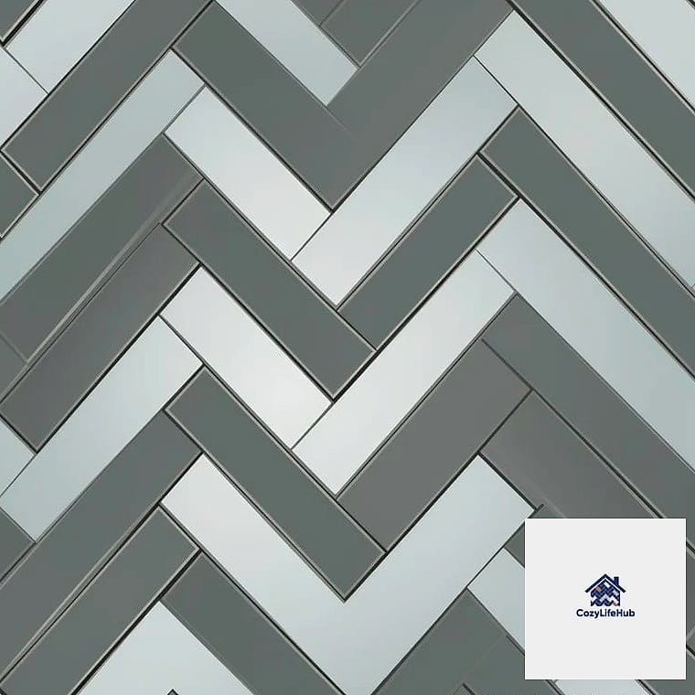 18 Waterjet White Gray Mosaic Tile Ideas You'll Want to Save Right Now 4 Herringbone with Contrasting Gray Border