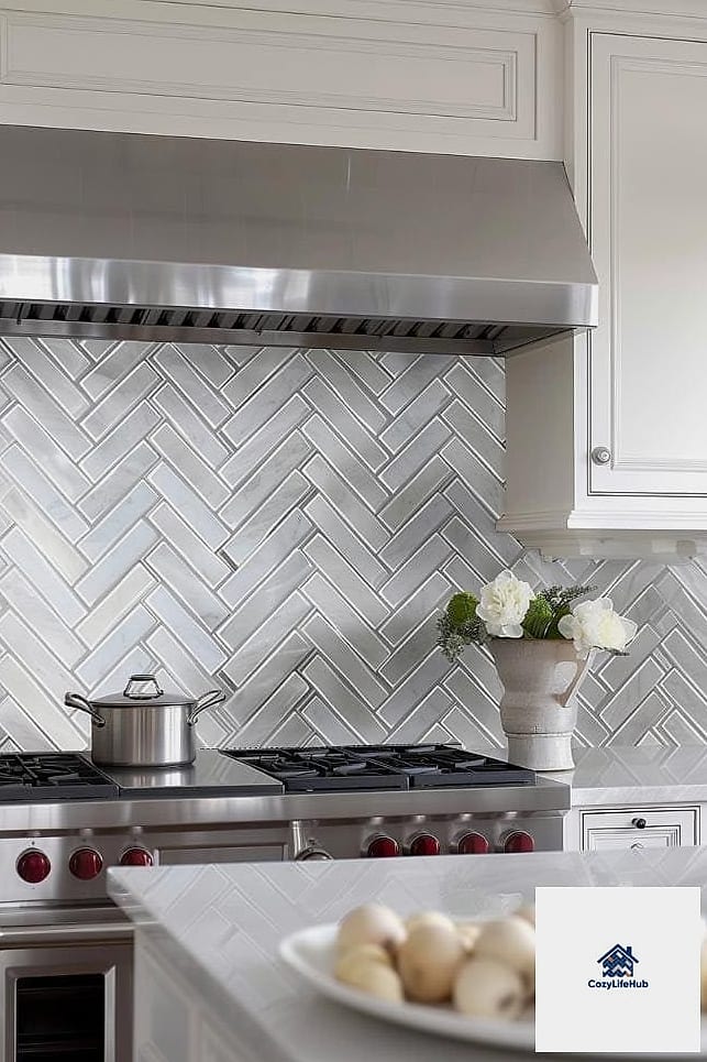 22 Glossy Subway Tile Ideas That Will Transform Your Space 4 Herringbone Layout for Movement