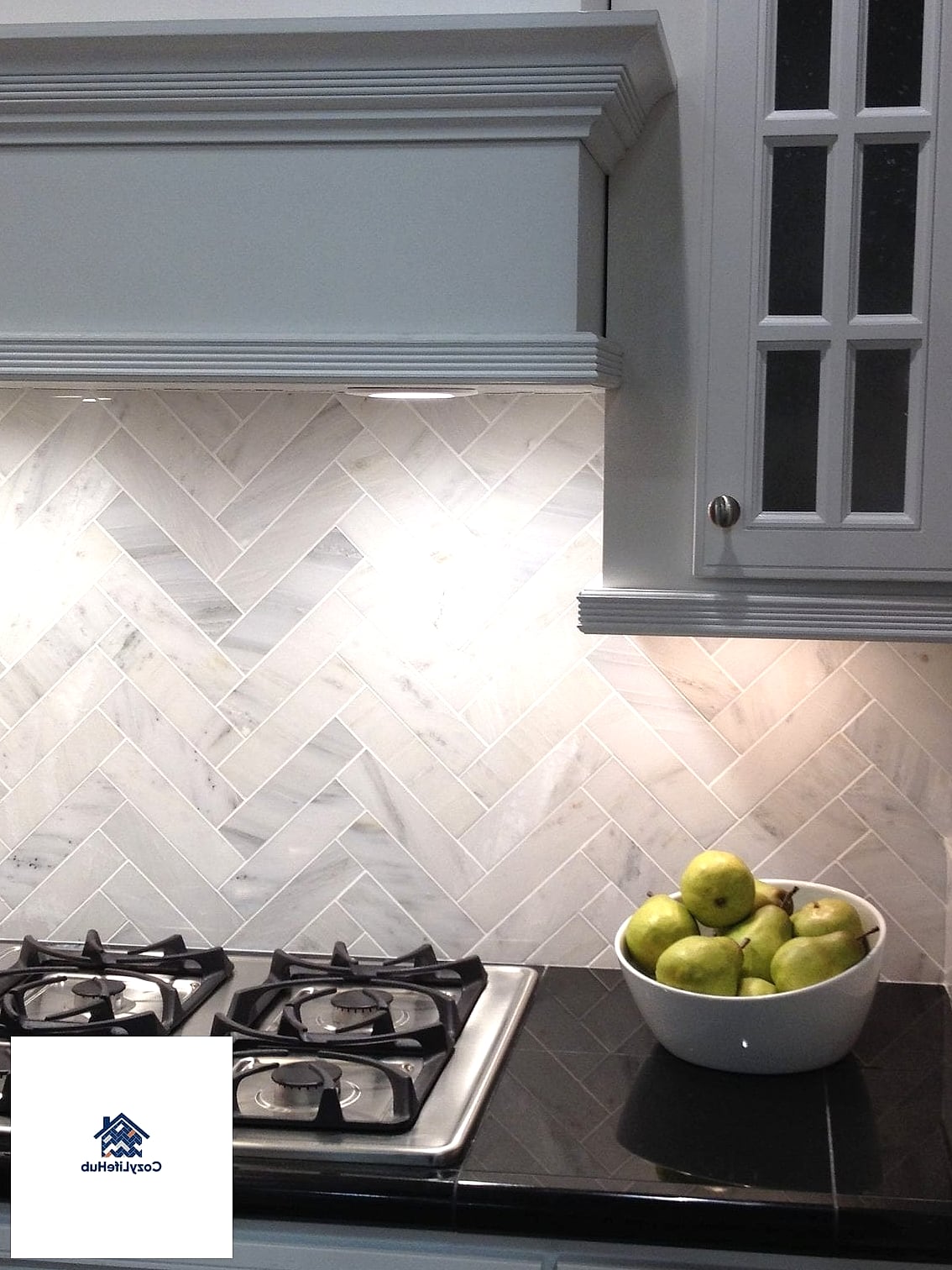 Herringbone Marble Backsplash