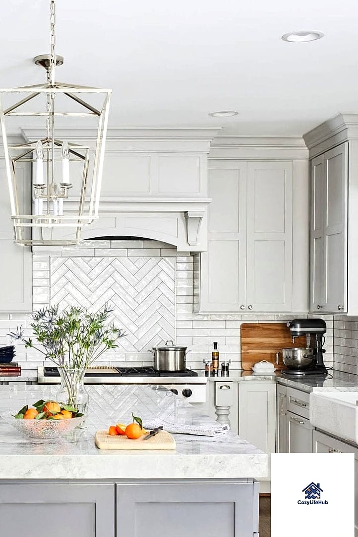 Herringbone Marble Backsplash
