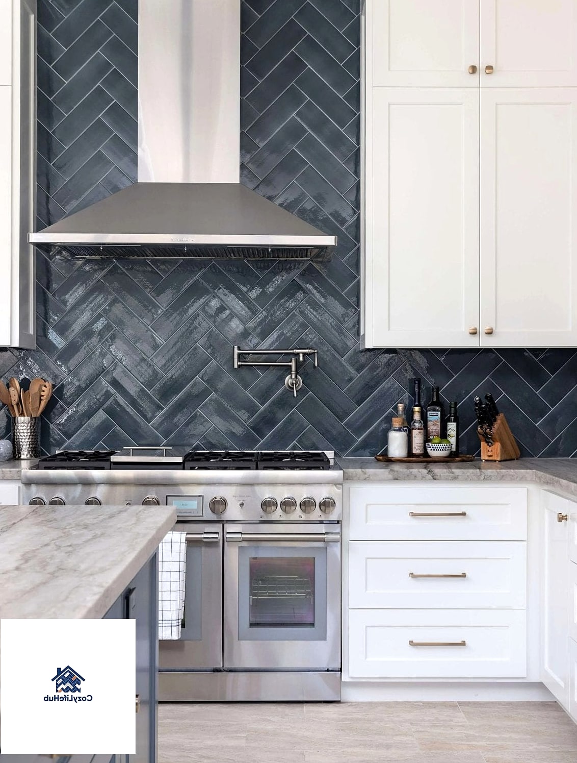 Herringbone Pattern Backsplash