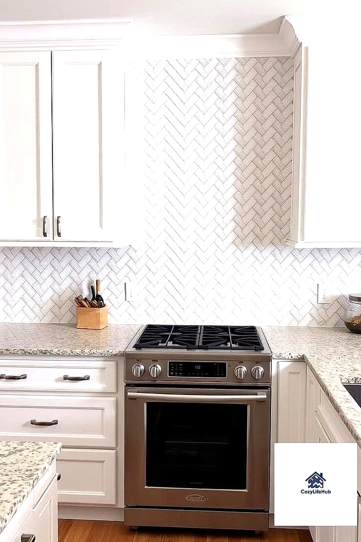 25 Backsplash for Granite Countertops Ideas That Will Change How You See Your Home 3 Herringbone Pattern in Neutral Tones