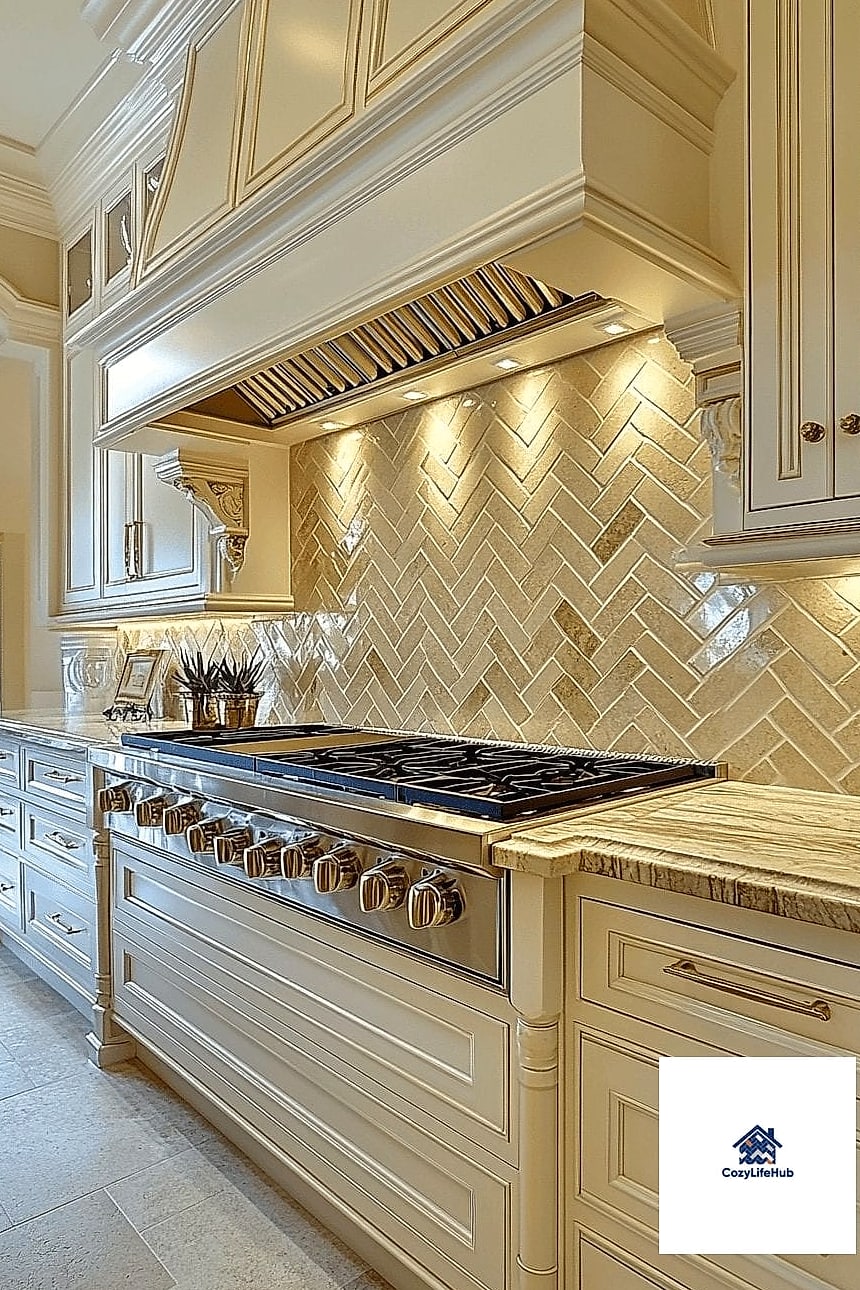 Herringbone Pattern in Warm Yellow