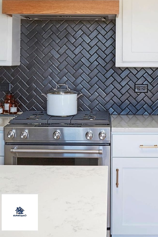 20 Backsplash for Dark Countertops Ideas for Every Home Style and Budget 6 Herringbone Pattern Tile