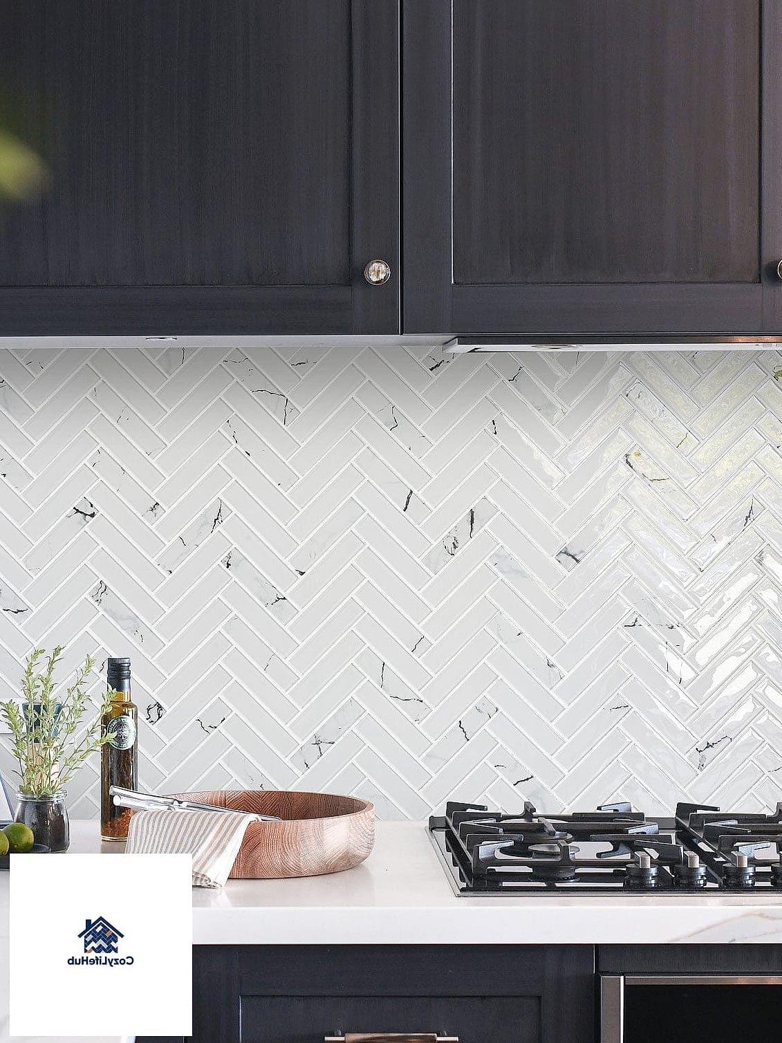 21 Backsplash for Black and White Kitchens Ideas That Will Transform Your Space 4 Herringbone Pattern in Black and White Marble