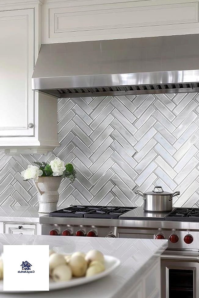 15 Glossy or Matte Subway Tile Ideas That Maximize Style and Function 4 Herringbone Pattern in Glossy Cream Subway Tile