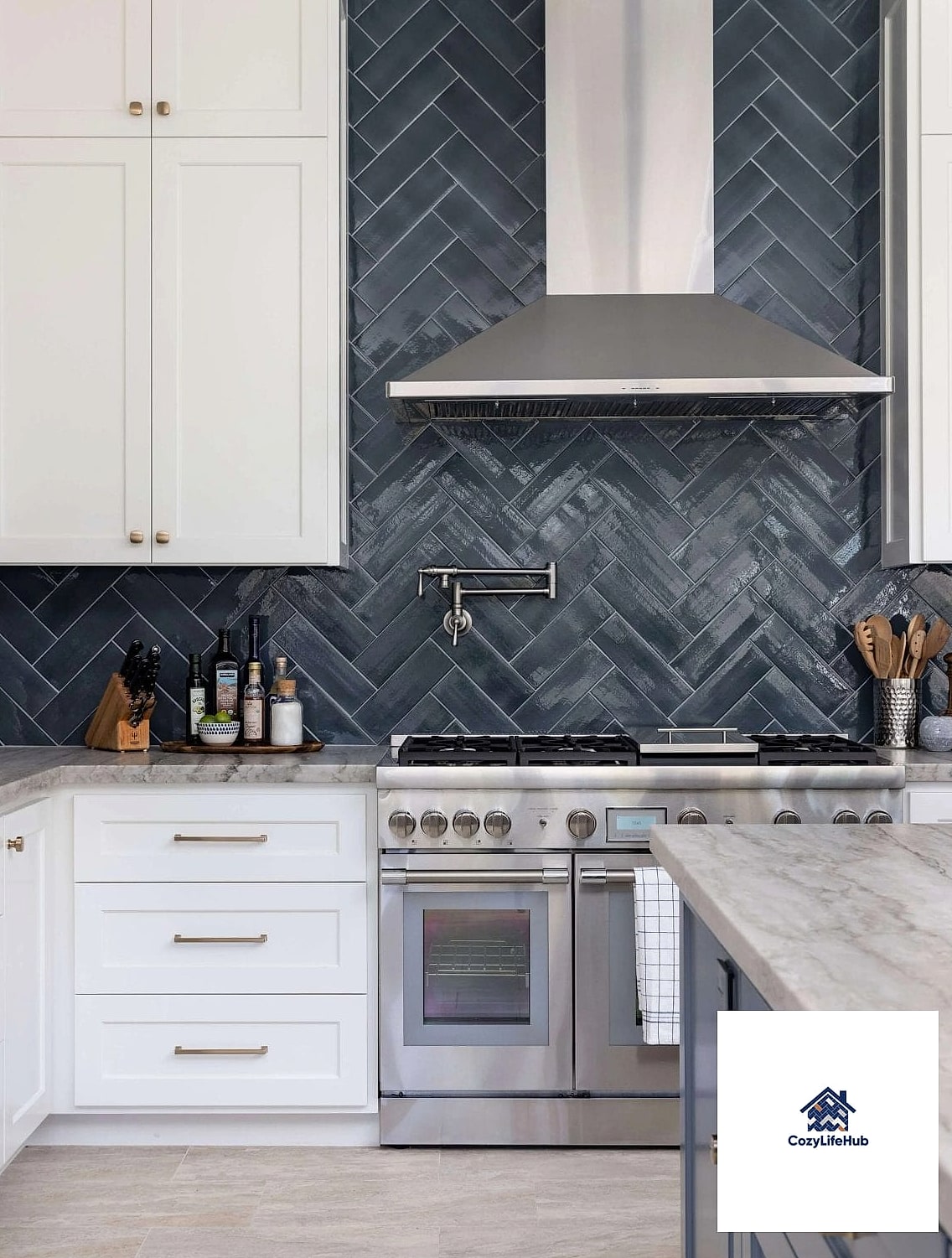23 Backsplash Ideas for White Cabinets Ideas That Will Transform Your Space 4 Herringbone Pattern Tile