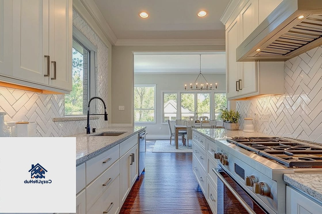 Herringbone Tile Floor in Soft White or Cream