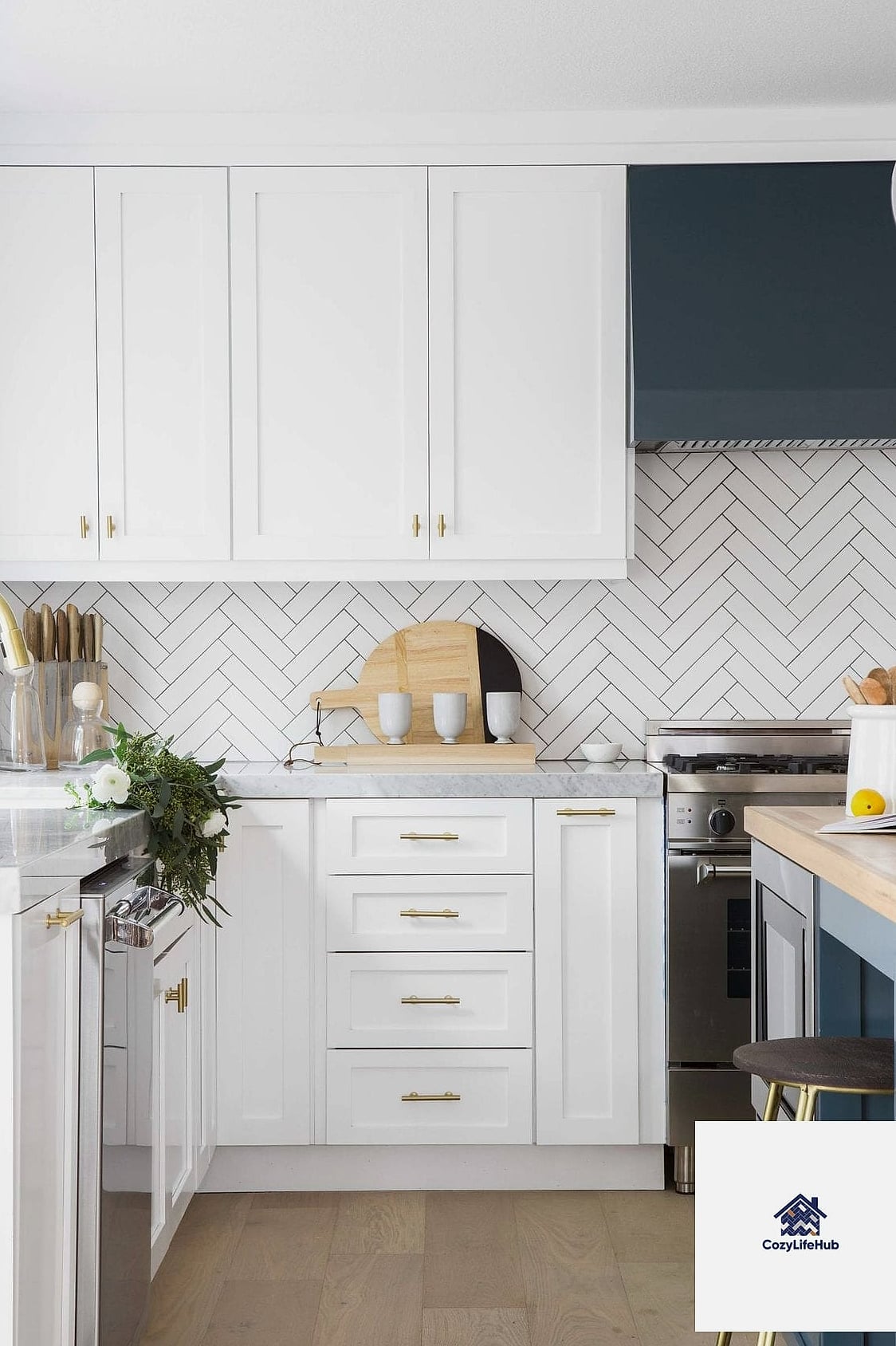 Herringbone White Ceramic Tile