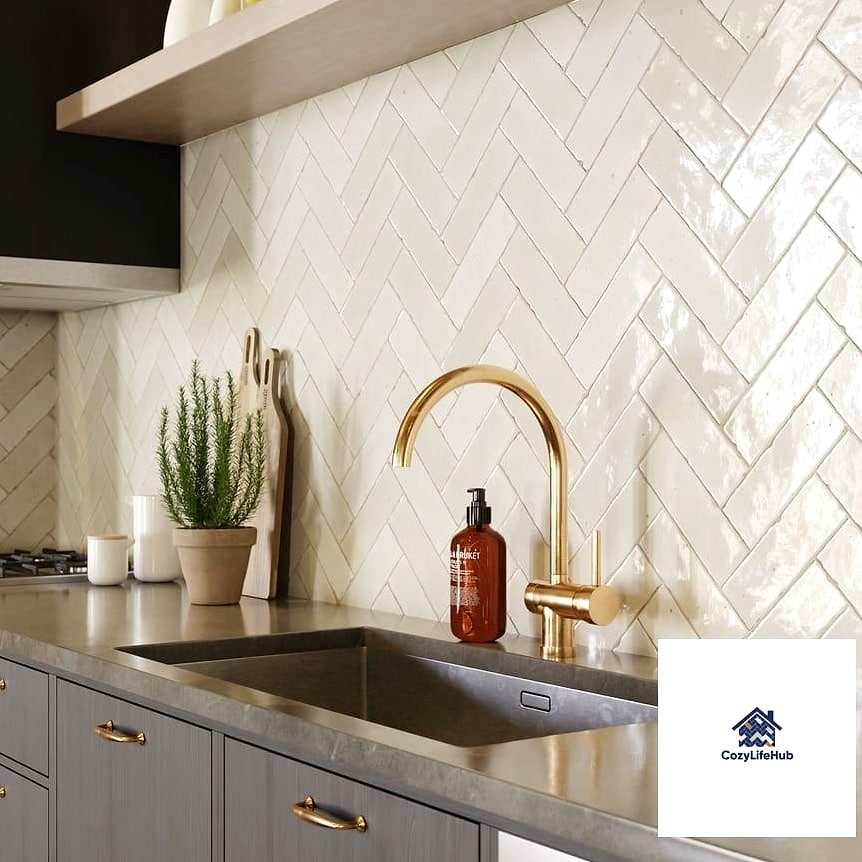 Herringbone Zellige Backsplash