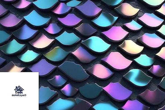 Iridescent Fish Scale Tile in a Powder Room