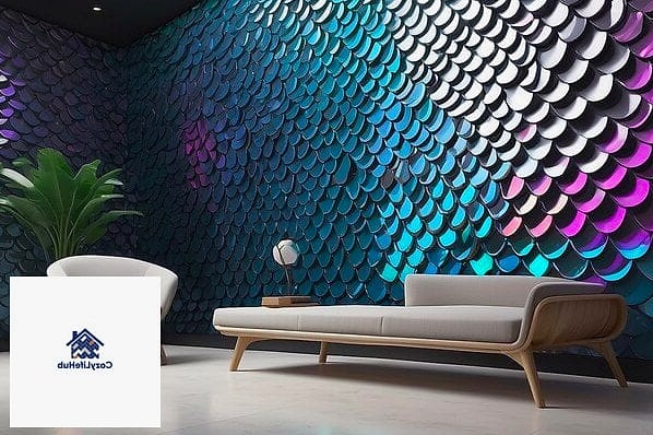 Iridescent Tile Feature Wall in a Bedroom