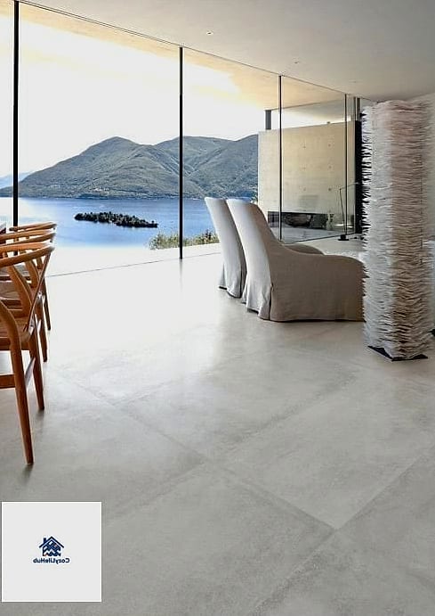 Large Concrete-Look Tile for Modern Kitchens