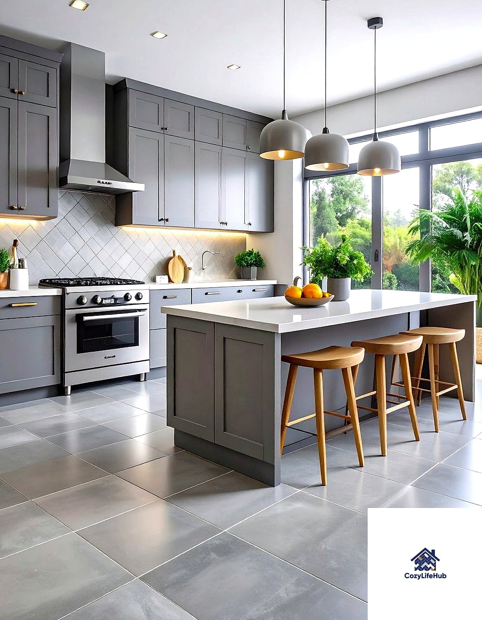 Large Format Tile Kitchen Countertops