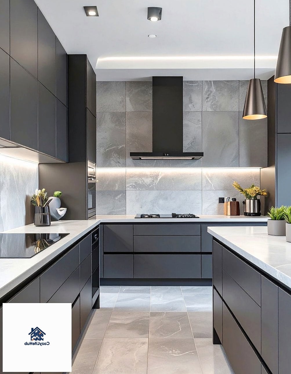 14 Backsplash Ideas for Dark Cabinets Ideas That Will Transform Your Space 9 Large Format Slab Backsplash