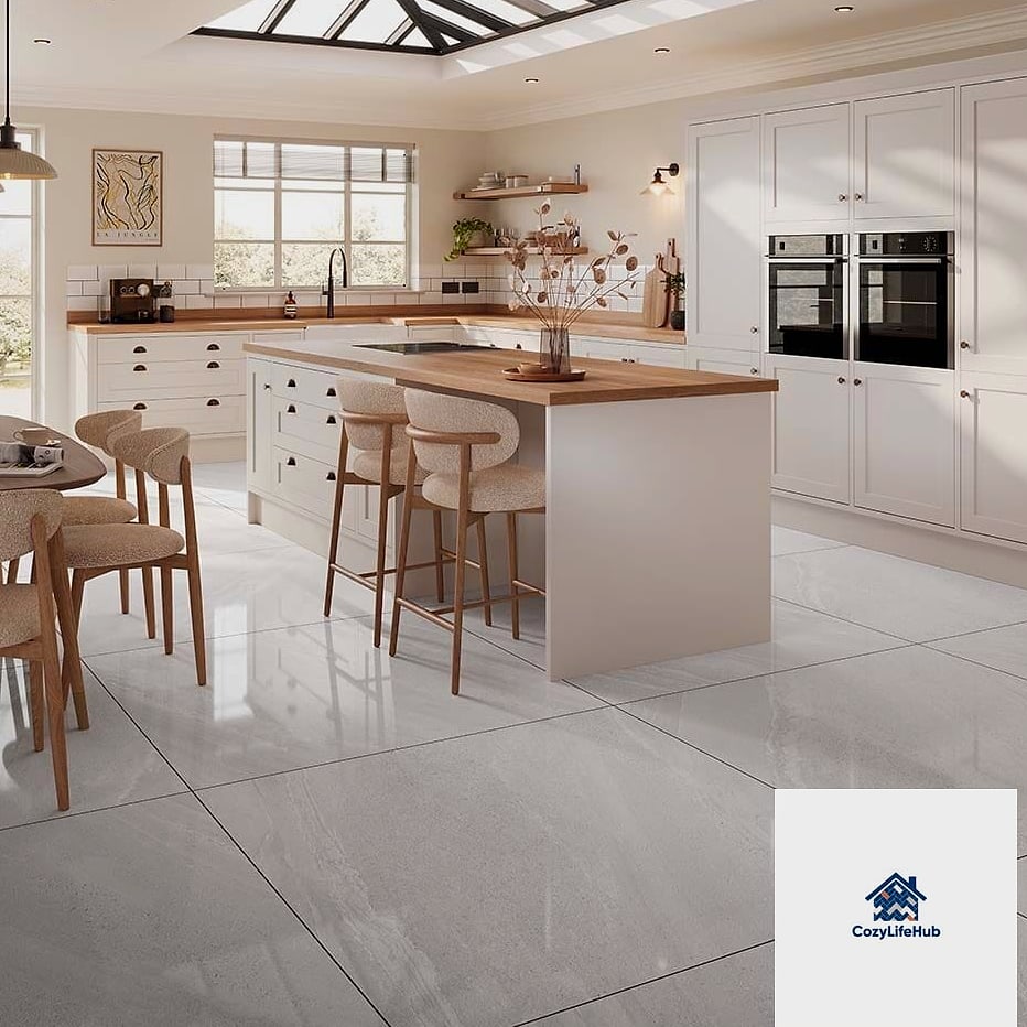 Large Tile Wrapped Kitchen Islands
