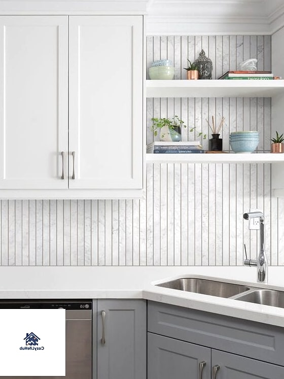 Marble Accent Strip Above the Counter