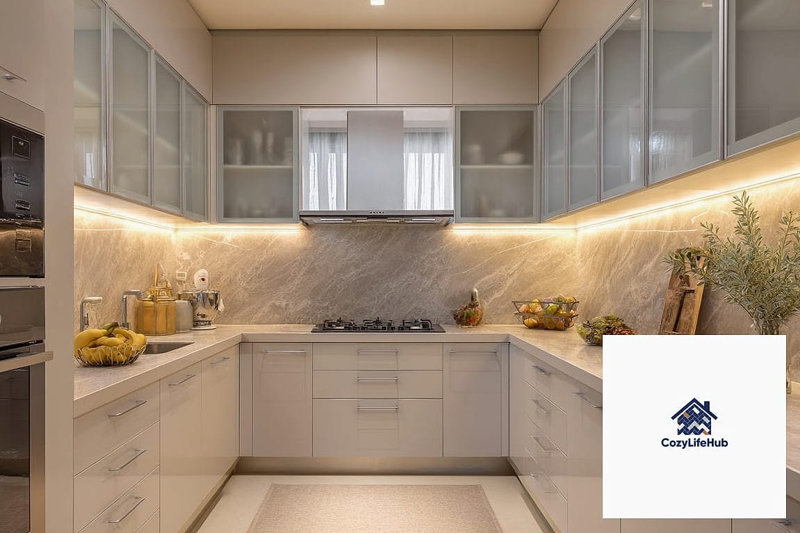 Marble Backsplash with Undercabinet Lighting
