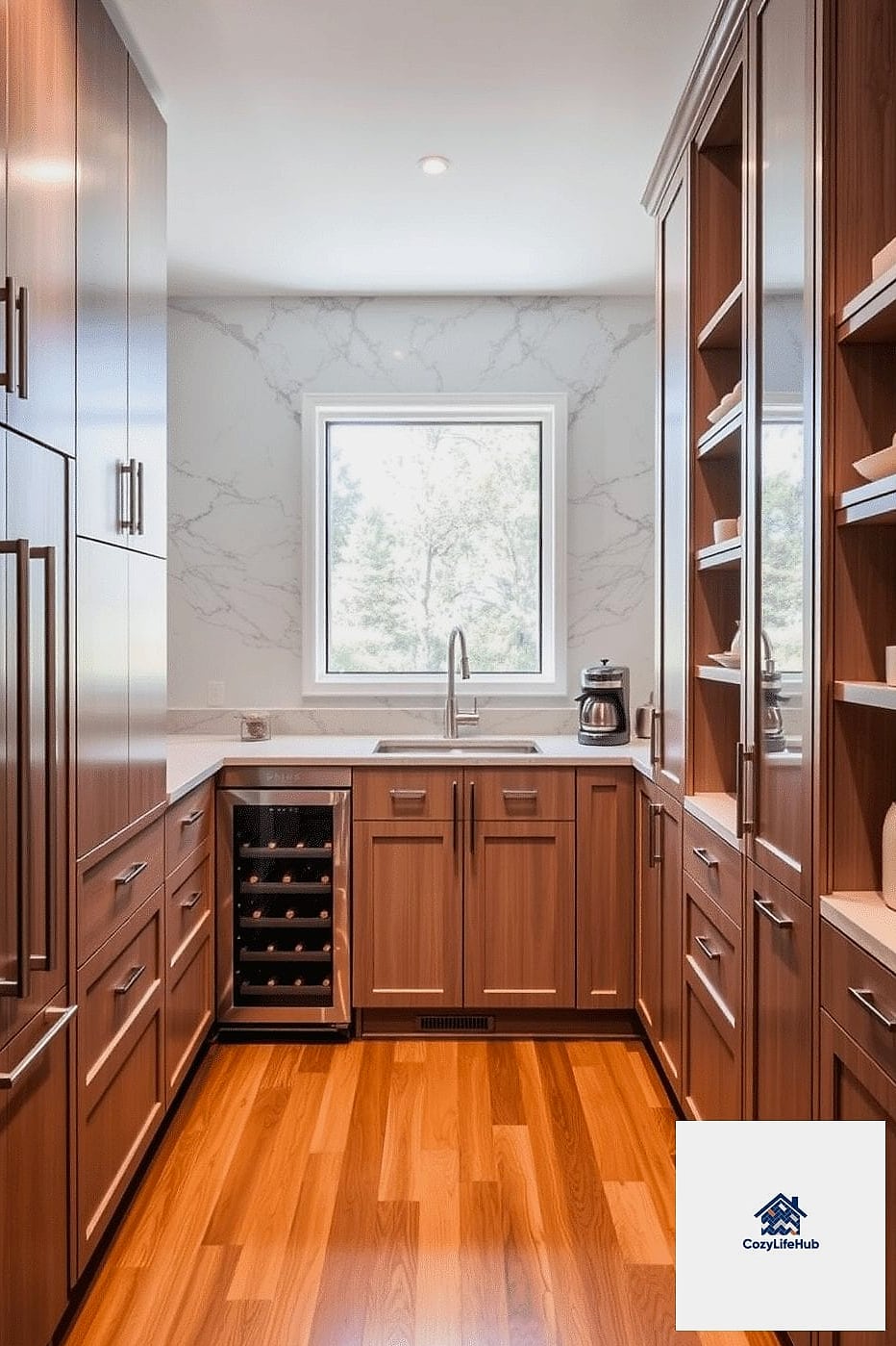 Marble Backsplash in a Butler's Pantry