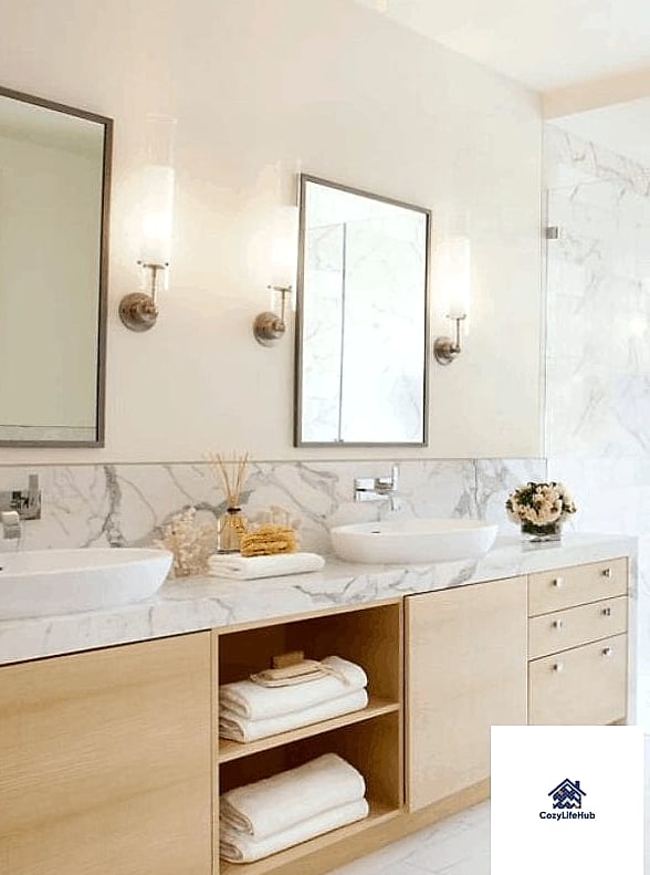 11 Marble Bathroom Ideas That Work in Any Size Home 7 Marble Backsplash Behind the Vanity