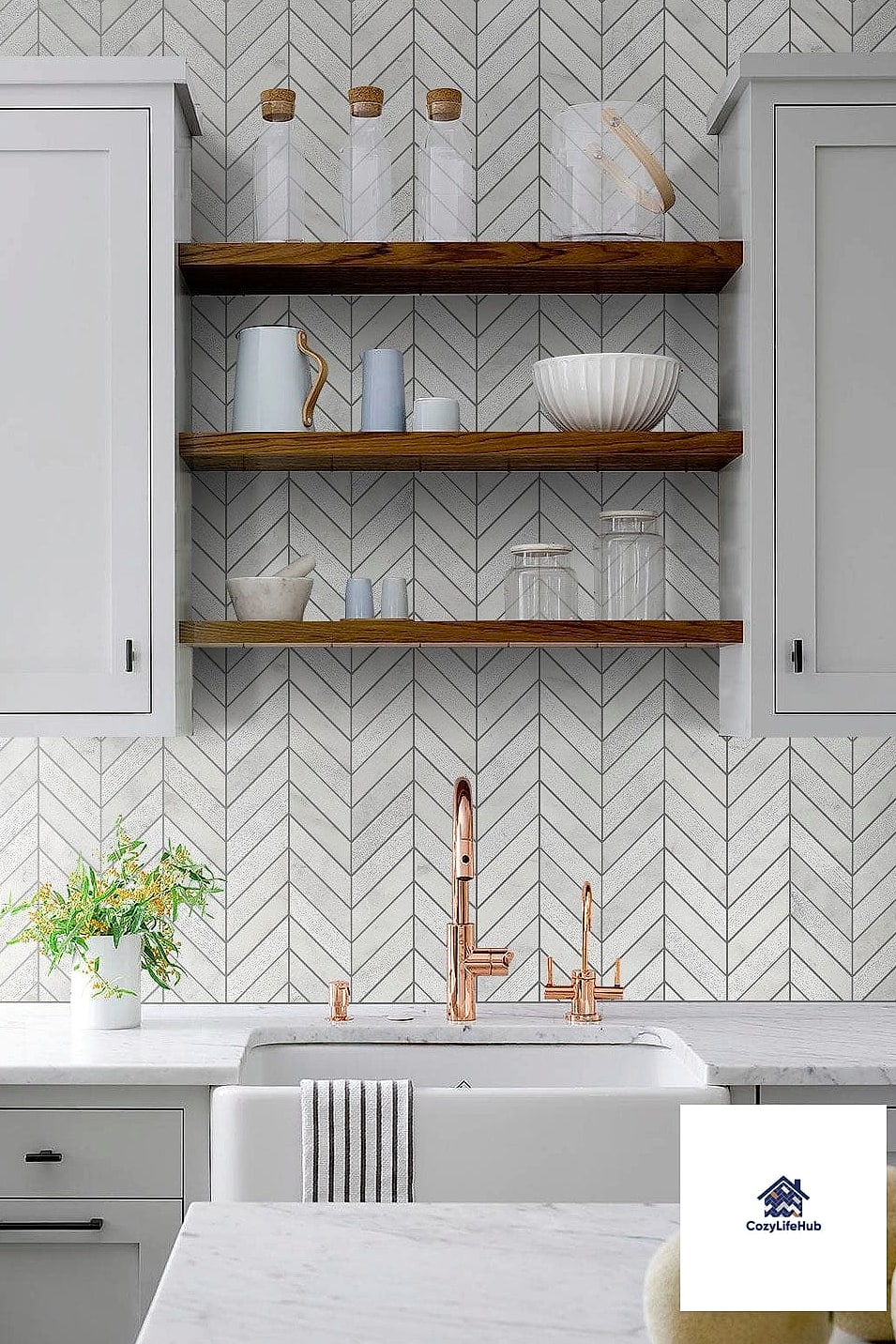 Marble Chevron Backsplash