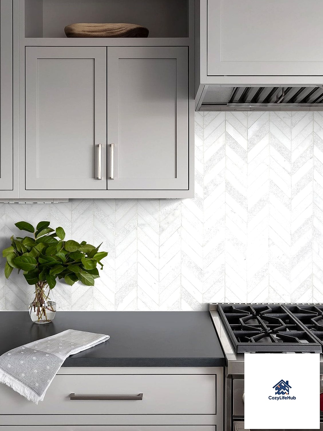 Marble Chevron Backsplash