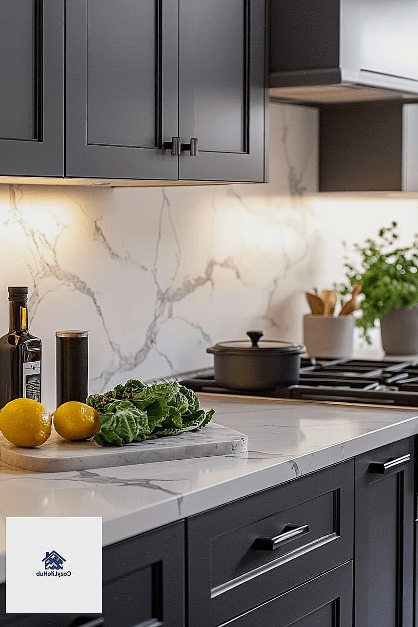 Marble with Contrasting Dark Grout
