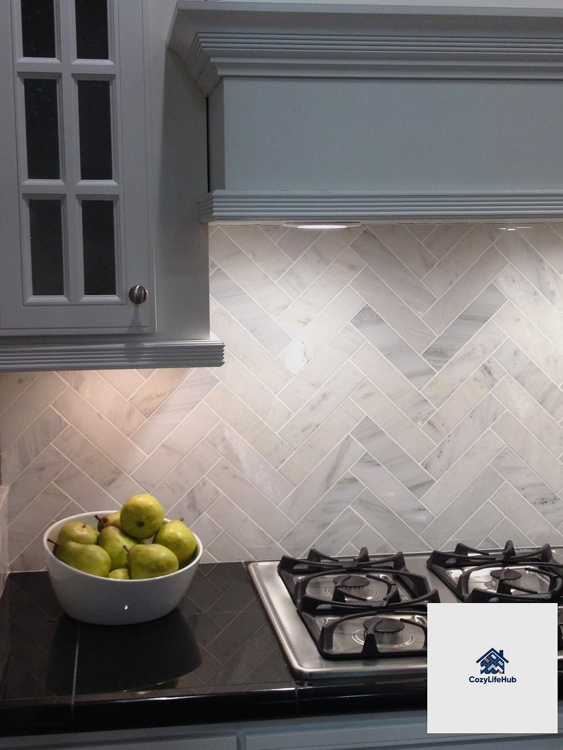 21 Marble Herringbone Backsplash Ideas That Look Expensive But Aren't 7 Marble Herringbone Behind Open Shelving