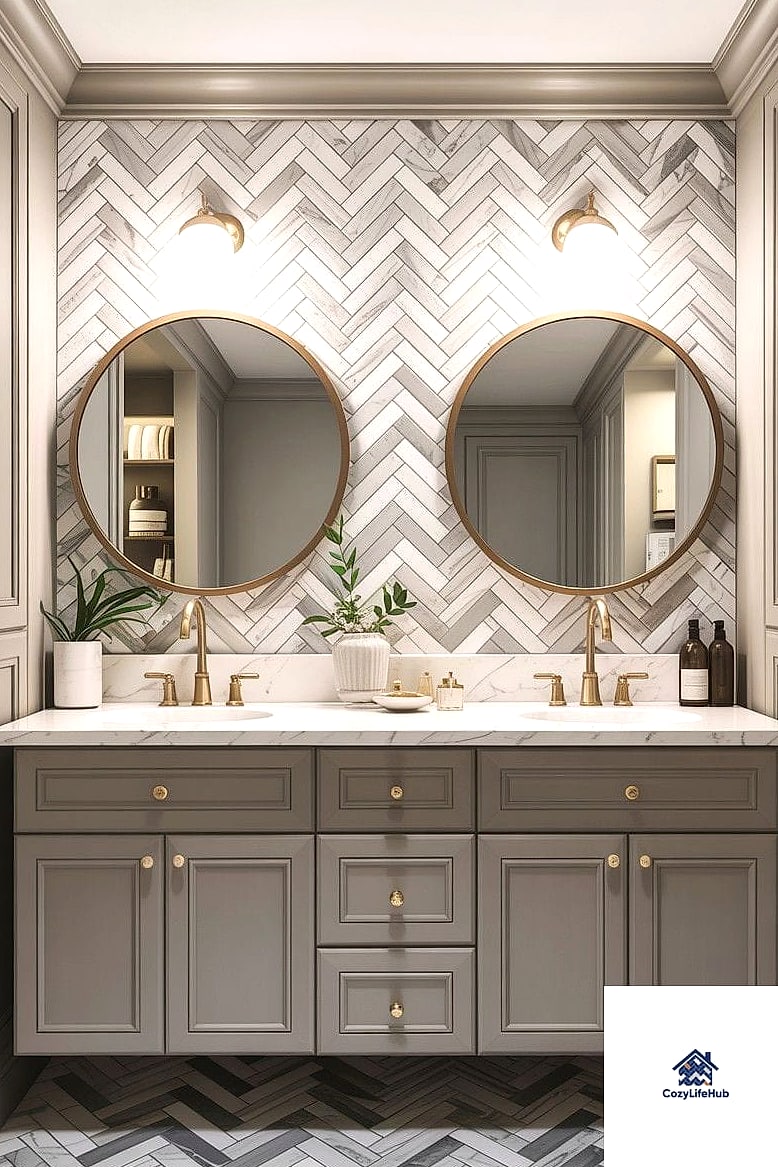 21 Marble Herringbone Backsplash Ideas That Look Expensive But Aren't 19 Marble Herringbone Bathroom Backsplash Crossover