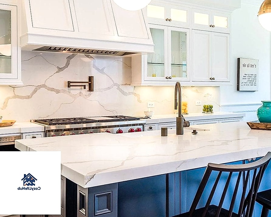 16 White Kitchen Ideas Perfect for Any Budget 6 Marble Look Quartz Countertops
