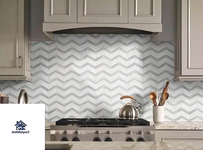 19 Chevron Backsplash Ideas Trending on Pinterest This Year 7 Marble Look Chevron Porcelain Tile