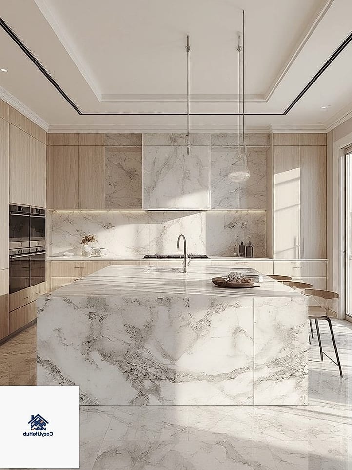 Marble Slab with Waterfall Edge Match