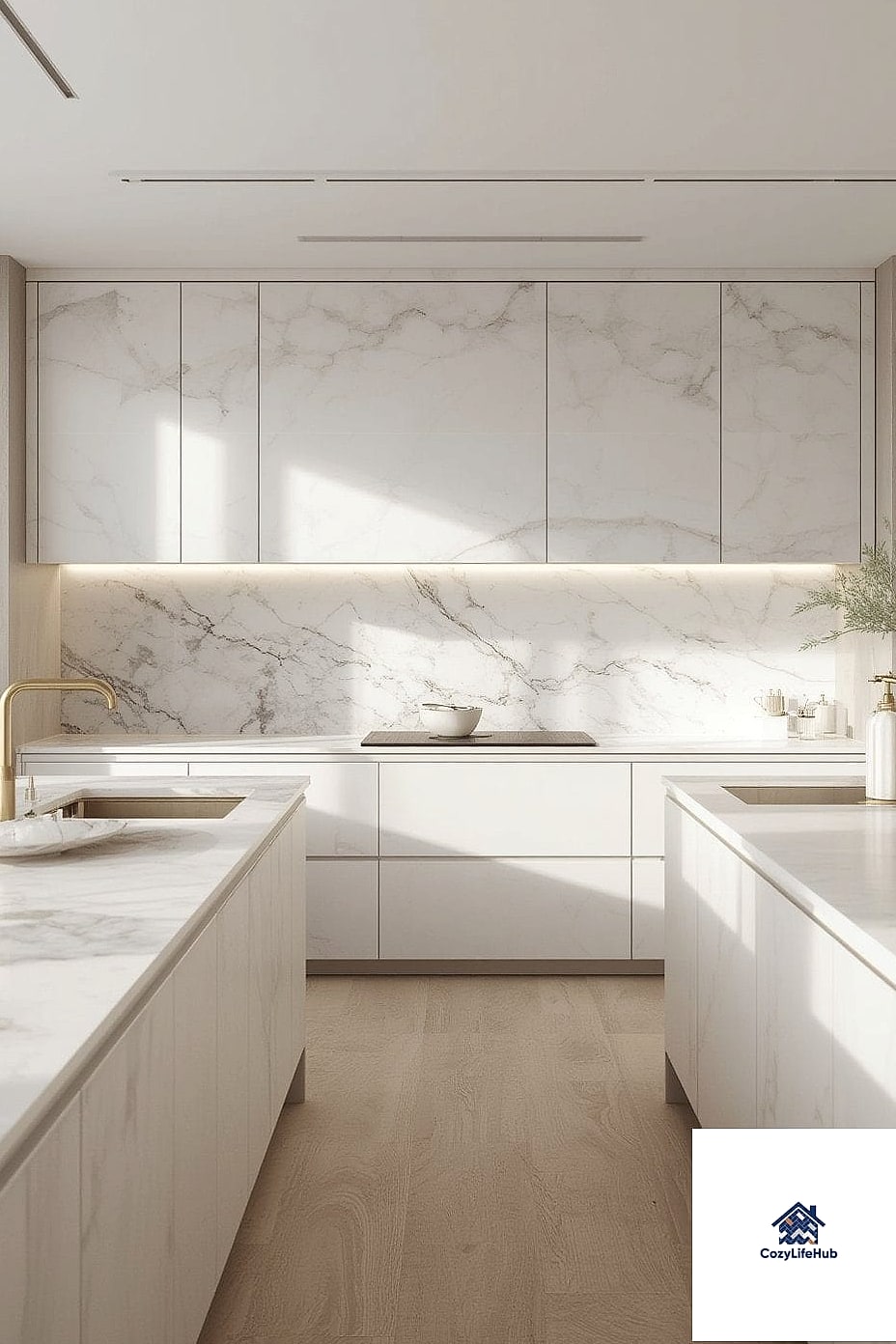 Marble Slab in a Small Galley Kitchen