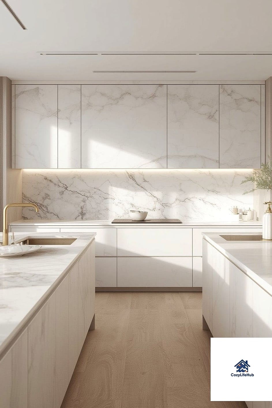 Marble Slab Behind Open Shelving Only